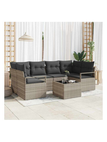 Sonata H Градински Софа Комплект 7 pcs Светлосив и тъмен сив
