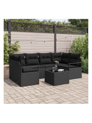 Sonata H Градински Софа Комплект 7 pcs Черно 55 x 55 x 37 см полиратан