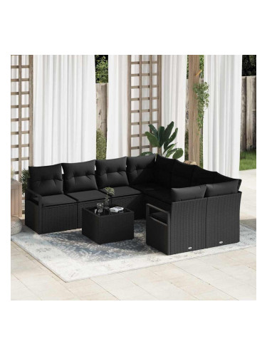 Sonata H Градински Софа Комплект 9 pcs Черно 55 x 55 x 37 см полиратан