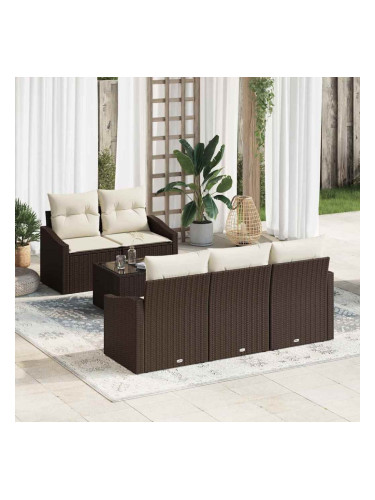 Sonata H Градински Софа Комплект 6 pcs Кафяв и Кремав 55 x 55 x 37 см