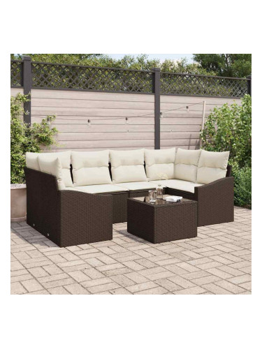 Sonata H Градински Софа Комплект 7 pcs Кафяв и Кремав 55 x 55 x 37 см