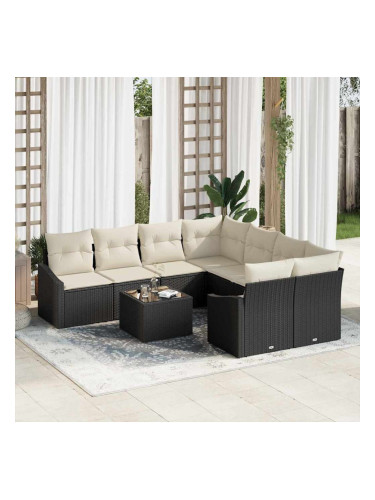 Sonata H Градински Софа Комплект 9 pcs Черен и кремав 55 x 55 x 37 см
