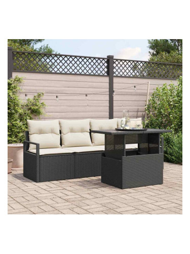 Sonata H Градински Софа Комплект 5 pcs Черно и кремаво 100 x 55 x 73 см