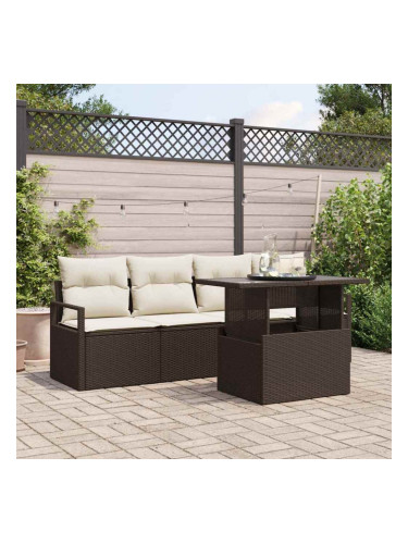 Sonata H Градински Софа Комплект 5 pcs Кафяво и кремаво 100 x 55 x 73 см