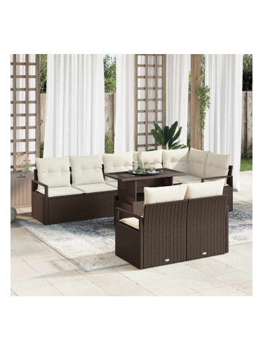 Sonata H Градински Софа Комплект 9 pcs Кафяво и кремаво 100 x 55 x 73 см
