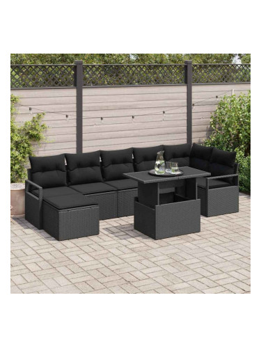 Sonata H Градински Софа Комплект с възглавница 8 pcs Черно