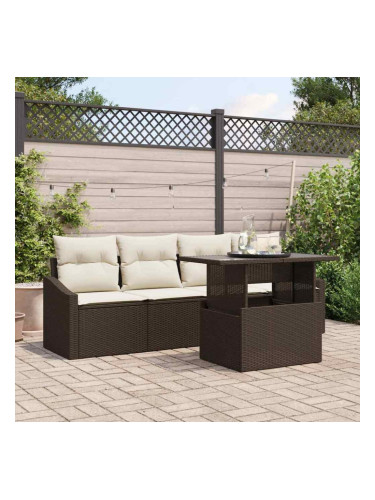 Sonata H Градински Софа Комплект 5 pcs Кафяво и кремаво 100 x 55 x 73 см