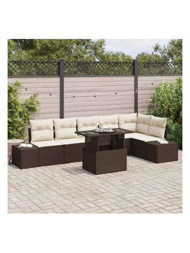 Sonata H Градински Софа Комплект 7 pcs Кафяво и кремаво 100 x 55 x 73 см