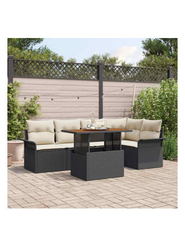 Sonata H Градински Софа Комплект 6 pcs Черно и кремаво 100 x 55 x 73 см