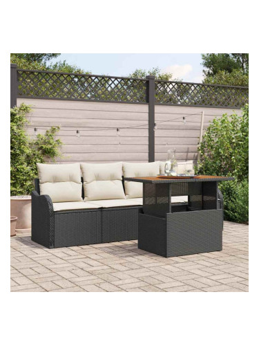 Sonata H Градински Софа Комплект 5 pcs Черно и кремаво 100 x 55 x 73 см