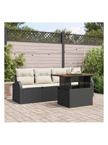 Sonata H Градински Софа Комплект 5 pcs Черно и кремаво 100 x 55 x 73 см