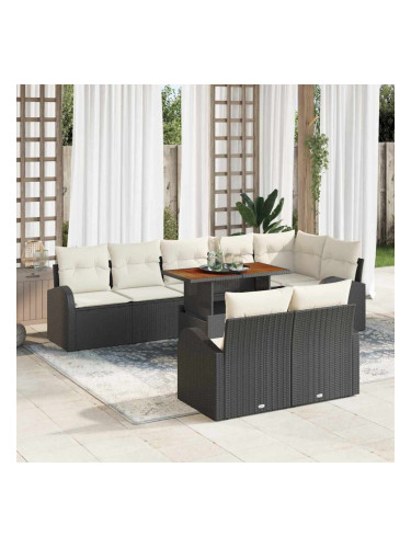 Sonata H Градински Софа Комплект 9 pcs Черно и кремаво 100 x 55 x 73 см