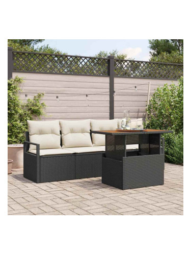 Sonata H Градински Софа Комплект 5 pcs Черно и кремаво 100 x 55 x 73 см