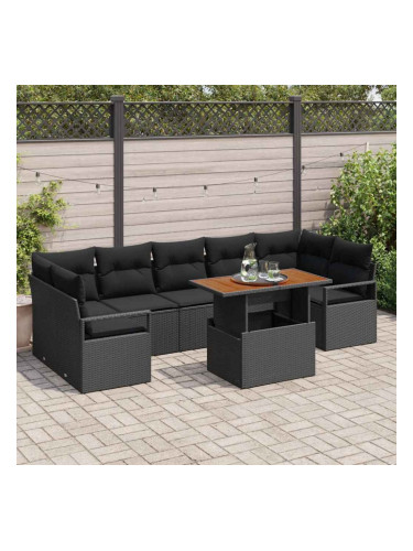 Sonata H Градински Софа Комплект 8 pcs Черен и кафяв 100 x 55 x 73 см