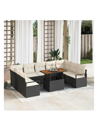 Sonata H Градински Софа Комплект 10 pcs Черен и кремав 100 x 55 x 73 см