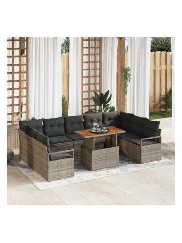 Sonata H Градински Софа Комплект 10 pcs Сив и кафяв 100 x 55 x 73 см