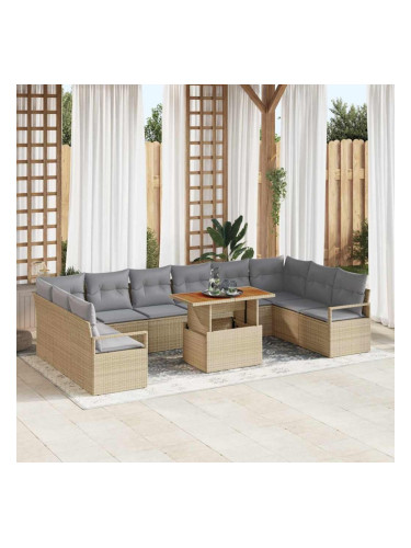 Sonata H Градински Софа Комплект 11 pcs Бежово и сиво 100 x 55 x 73 см