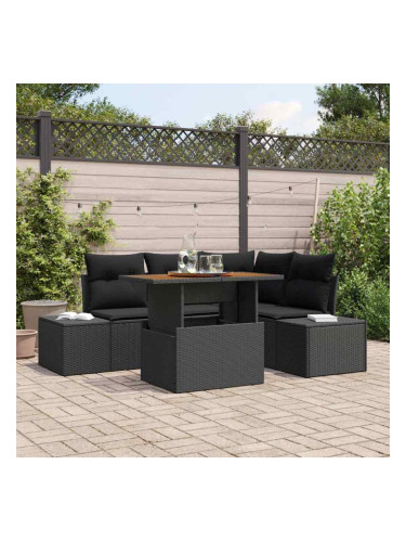 Sonata H Градински Софа Комплект 5 pcs Черен и кафяв 100 x 55 x 73 см