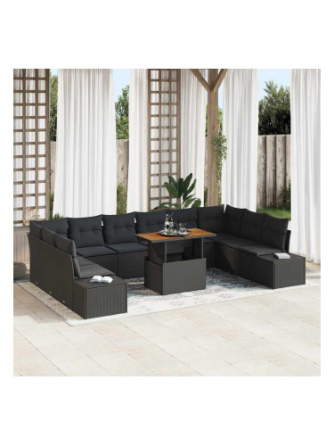 Sonata H Градински Софа Комплект 11 pcs Черен и кафяв 100 x 55 x 73 см