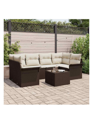 Sonata H Градински Софа Комплект 7 pcs Кафяв и Кремав 55 x 55 x 37 см
