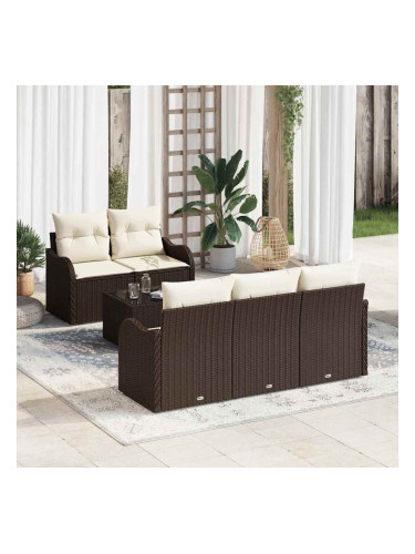 Sonata H Градински Софа Комплект 6 pcs Кафяв и Кремав 55 x 55 x 37 см