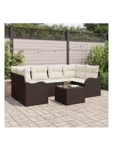 Sonata H Градински Софа Комплект 7 pcs Кафяв и Кремав 55 x 55 x 37 см