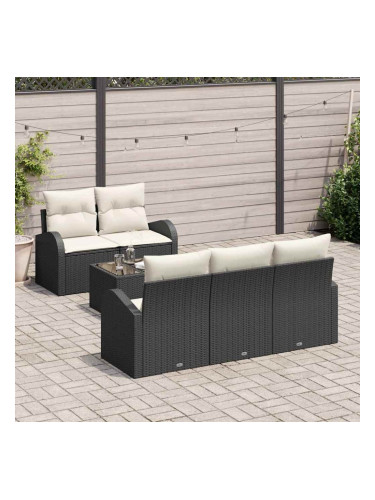 Sonata H Градински Софа Комплект 6 pcs Черен и кремав 55 x 55 x 37 см