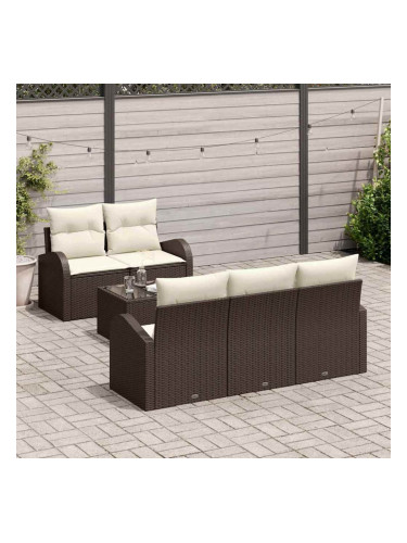 Sonata H Градински Софа Комплект 6 pcs Кафяв и Кремав 55 x 55 x 37 см