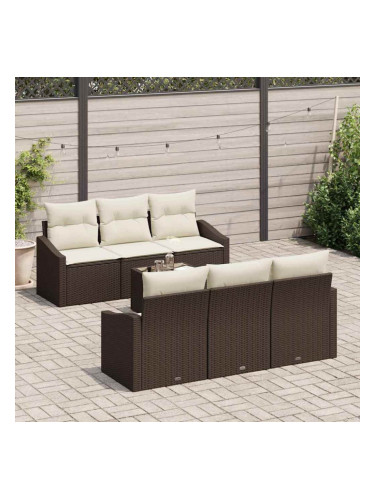 Sonata H Градински Софа Комплект 7 pcs Кафяв и Кремав 55 x 55 x 37 см