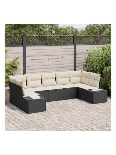 Sonata H Градински Софа Комплект 7 pcs Черно и кремаво 289 x 154 x 85 см