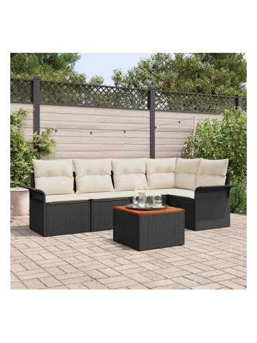 Sonata H Градински Софа Комплект 6 pcs Черен и кремав 55 x 55 x 37 см