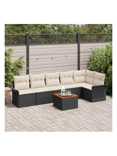 Sonata H Градински Софа Комплект 7 pcs Черен и кремав 55 x 55 x 37 см