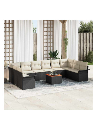 Sonata H Градински Софа Комплект 11 pcs Черен и кремав 55 x 55 x 37 см