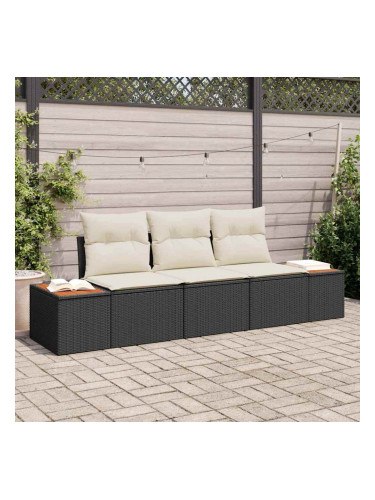 Sonata H Градински Софа Комплект 3 pcs Черно и кремаво 239 x 62 x 85 см