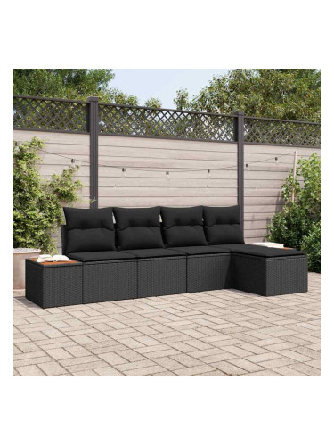 Sonata H Градински Софа Комплект 5 pcs Черно 184 x 62 x 85 см Полиратан
