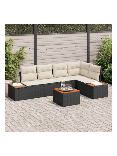 Sonata H Градински Софа Комплект 6 pcs Черно и кремаво 264 x 154 x 85 см