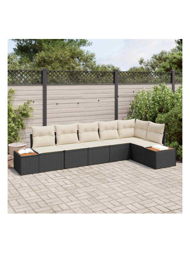 Sonata H Градински Софа Комплект 6 pcs Черно и кремаво 319 x 154 x 85 см