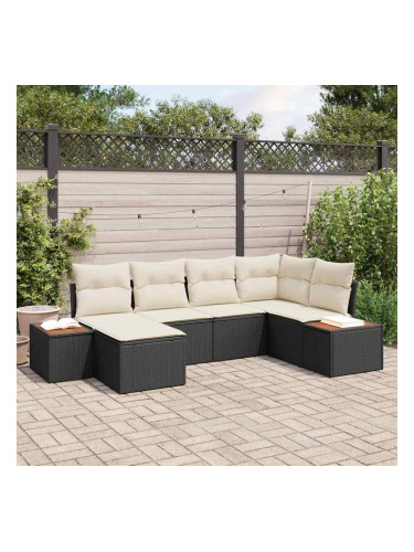 Sonata H Градински Софа Комплект 6 pcs Черно и кремаво 264 x 154 x 85 см
