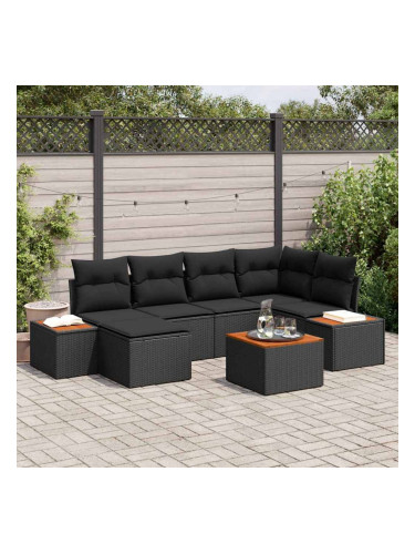 Sonata H Градински Софа Комплект 7 pcs Черно 264 x 154 x 85 см Полиратан