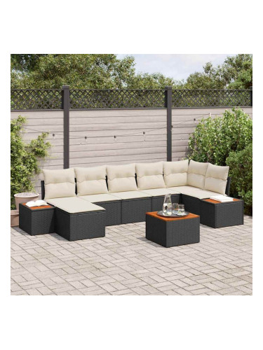 Sonata H Градински Софа Комплект 8 pcs Черно и кремаво 319 x 154 x 85 см