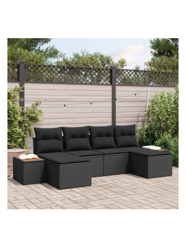 Sonata H Градински Софа Комплект 6 pcs Черно 184 x 62 x 85 см Полиратан