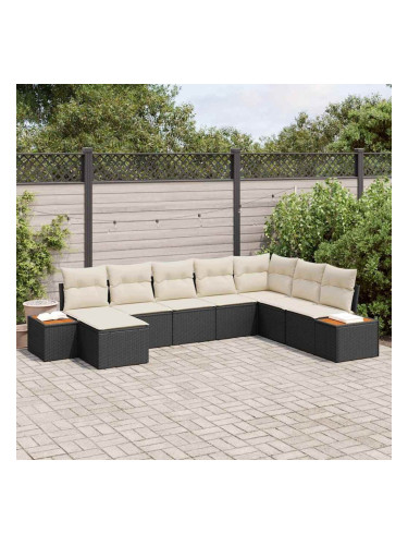 Sonata H Градински Софа Комплект 8 pcs Черно и кремаво 319 x 209 x 85 см