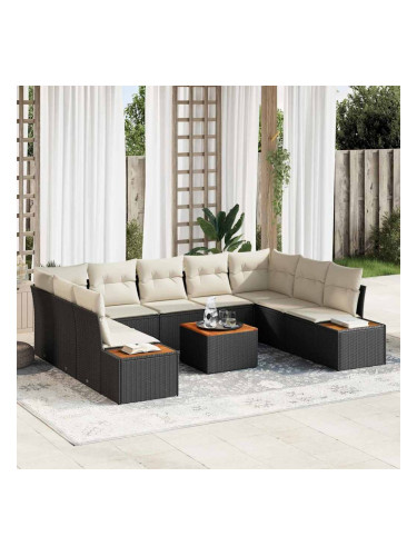 Sonata H Градински Софа Комплект 6 pcs Черно и кремаво 289 x 209 x 85 см