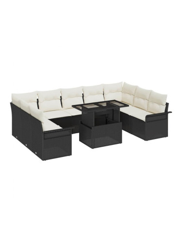 Sonata H Градински Софа Комплект 10 pcs Черно 100 x 55 x 73 см Полиратан