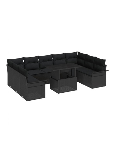Sonata H Градински Софа Комплект 10 pcs Черно 100 x 55 x 73 см Полиратан