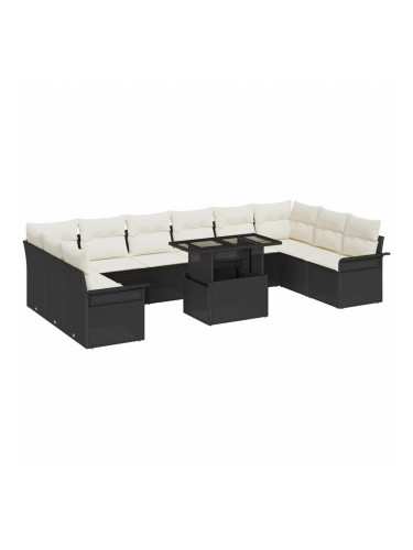Sonata H Градински Софа Комплект 11 pcs Черно 100 x 55 x 73 см Полиратан