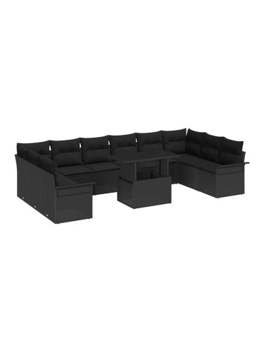 Sonata H Градински Софа Комплект 11 pcs Черно 100 x 55 x 73 см Полиратан