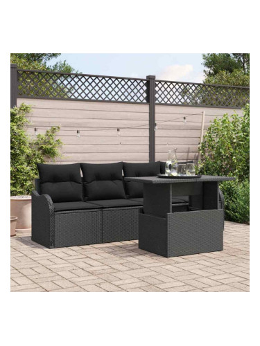 Sonata H Градински Софа Комплект 5 pcs Черно 100 x 55 x 73 см Полиратан