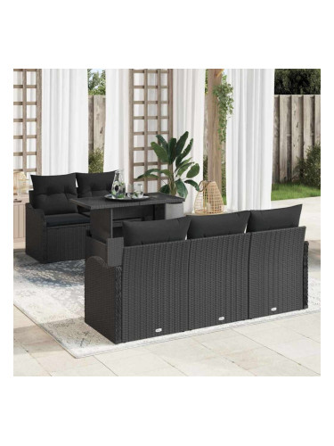 Sonata H Градински Софа Комплект 6 pcs Черно 100 x 55 x 73 см Полиратан