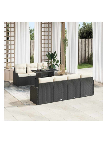 Sonata H Градински Софа Комплект 8 pcs Черно 100 x 55 x 73 см Полиратан